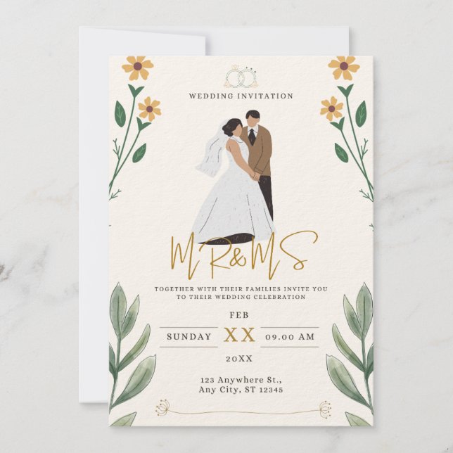 CARTE D'INVITATION DE MARIAGE  (Devant)