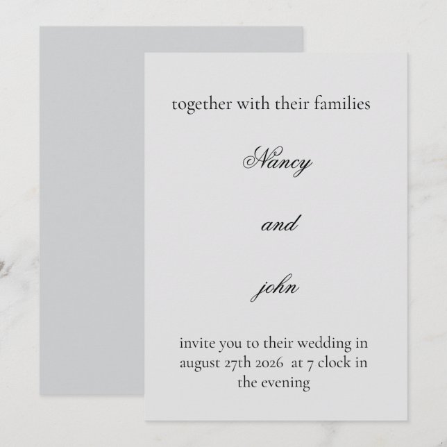 Carte d'invitation de mariage (Devant / Derrière)