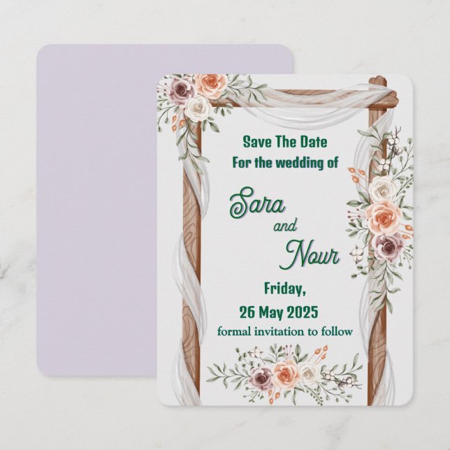 Carte d'invitation de mariage (Devant / Derrière)