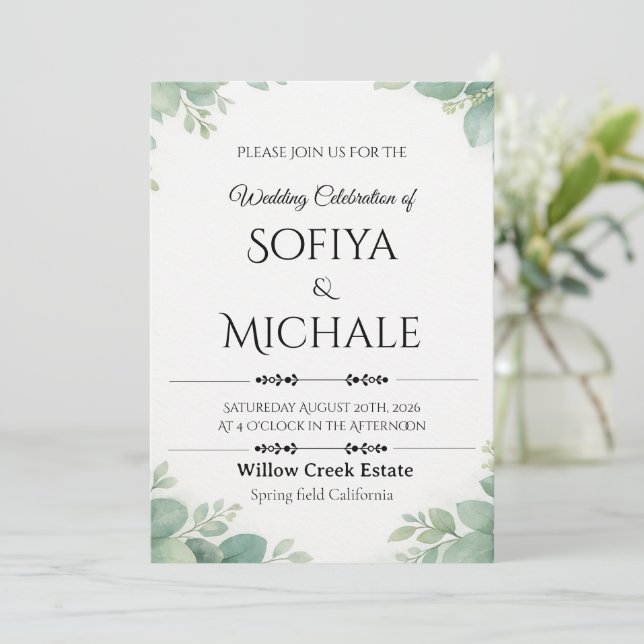 Carte d'invitation de mariage 2026 Design simple e (Debout devant)