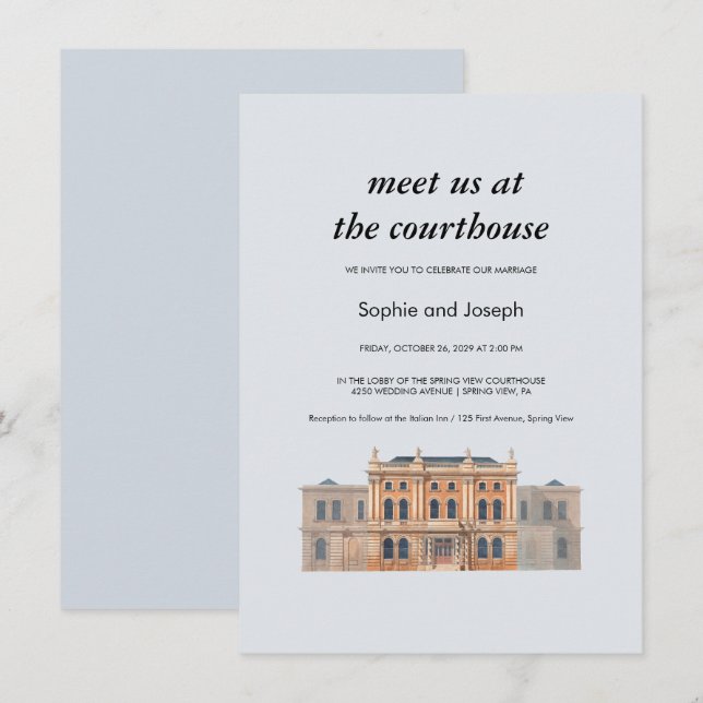 Carte d'invitation de mariage à la mairie à l'aqua (Devant / Derrière)