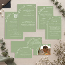 Carte d'invitation de mariage à l'arche en vert sa