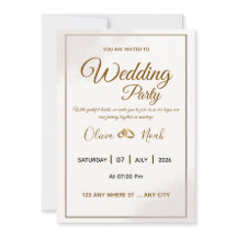 Carte d'invitation de mariage à l'écriture dorée é