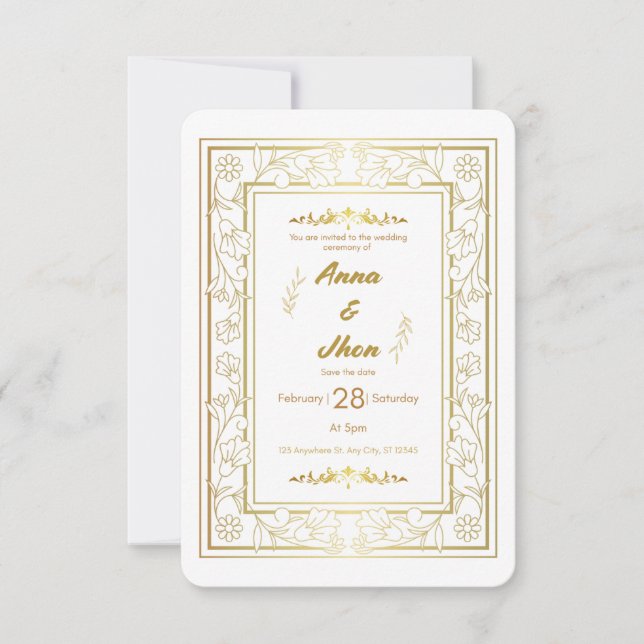 Carte d'invitation de mariage à l'écriture moderne (Devant)