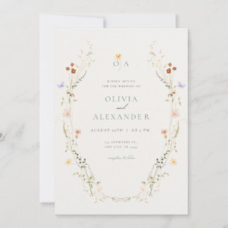 Carte d'invitation de mariage à motif floral éléga