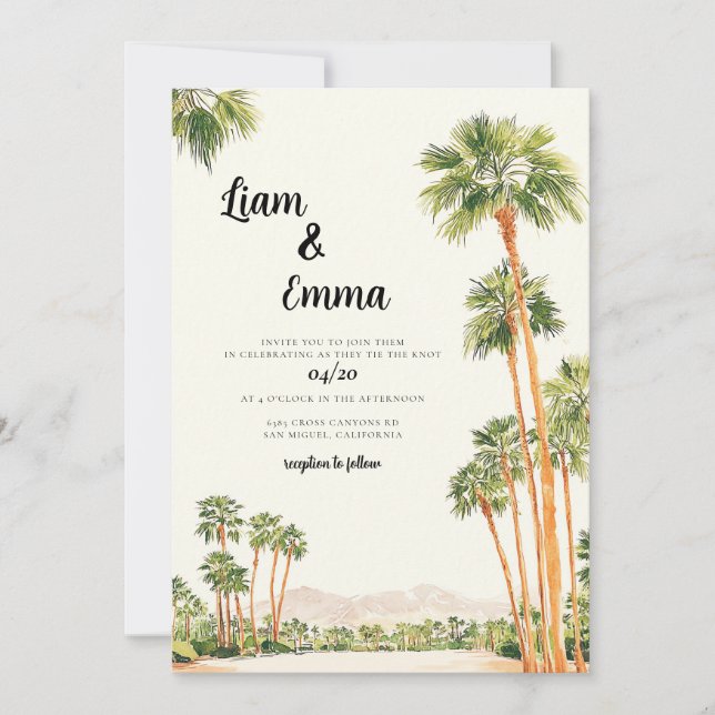 Carte d'invitation de mariage à Palm Springs (Devant)