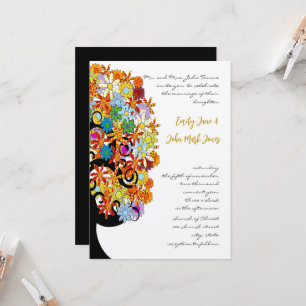 Carte d'invitation de mariage arbre d'amour de fle