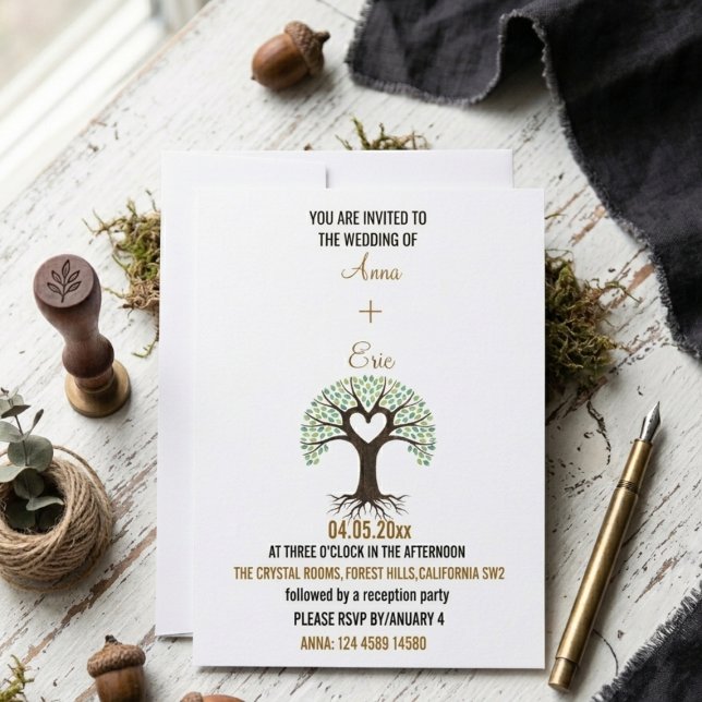 CARTE D'INVITATION DE MARIAGE ARBRE DE L'AMOUR AU  (Créateur téléchargé)