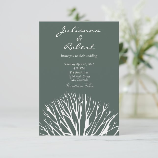 Carte d'invitation de mariage arbre de vie simple  (Debout devant)