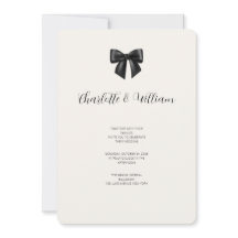 Carte d'invitation de mariage au ruban noir élégan