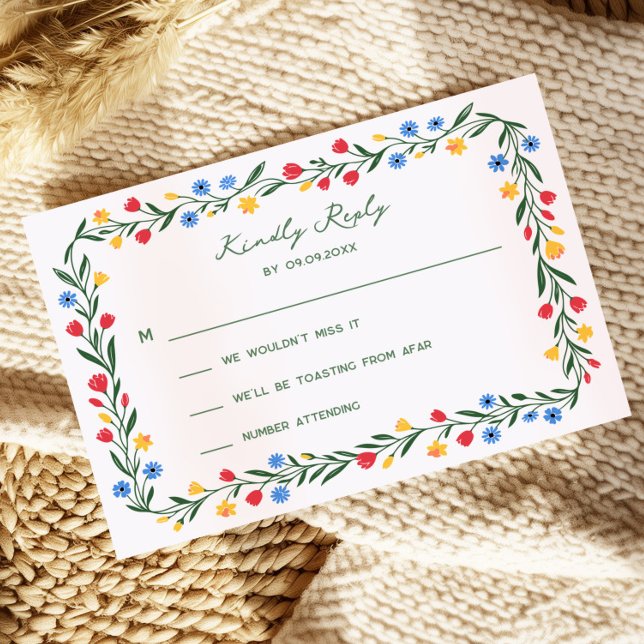 Carte d'invitation de mariage aux fleurs sauvages  (Créateur téléchargé)