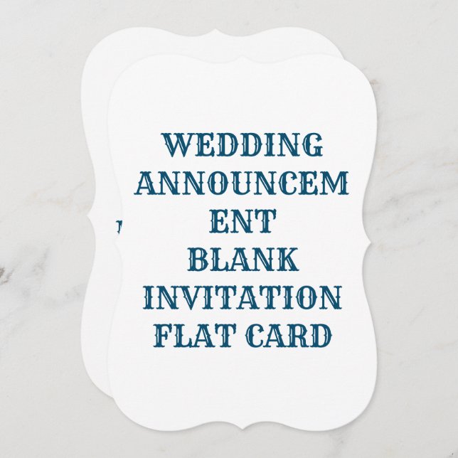 CARTE D'INVITATION DE MARIAGE BLANCHE PLATE (Devant / Derrière)