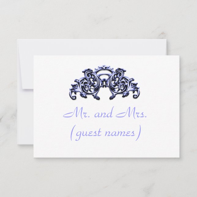 CARTE D'INVITATION DE MARIAGE BLEUE ÉLÉGANTE (Devant)