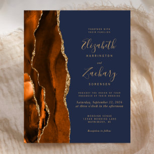 Carte d'invitation de mariage Budget Burnt Orange 