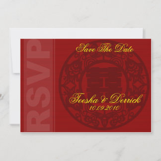 carte d'invitation de mariage chinois RSVP save th