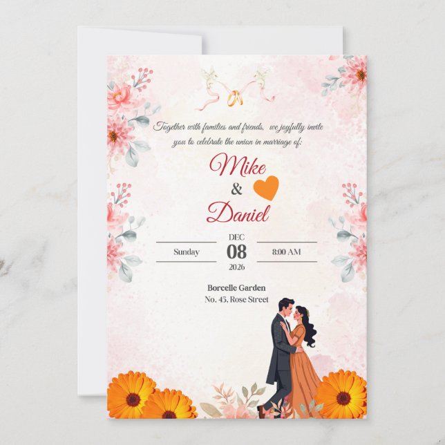 Carte d'invitation de mariage classique  (Devant)