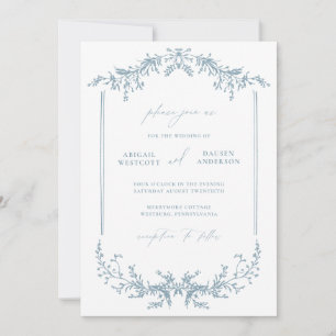 Carte d'invitation de mariage Cottage Bleu Poussié
