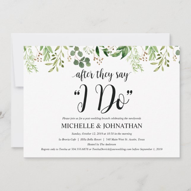 Carte d'invitation de Mariage de Brunch Green Post (Devant)