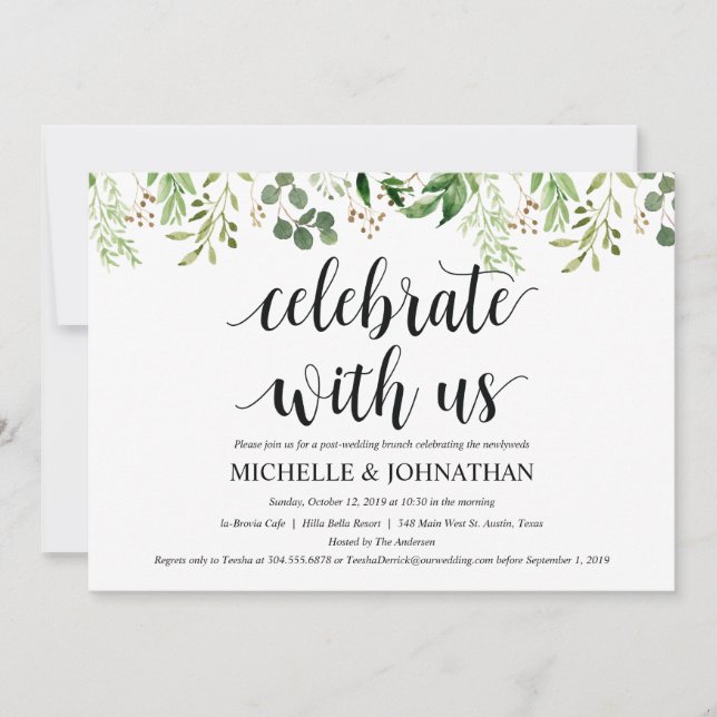 Carte d'invitation de Mariage de Brunch Green Post (Devant)