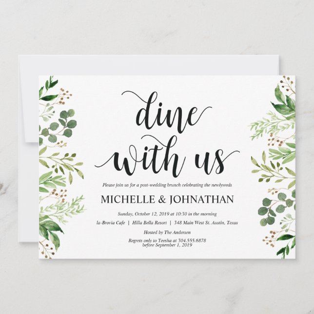 Carte d'invitation de Mariage de Brunch Green Post (Devant)