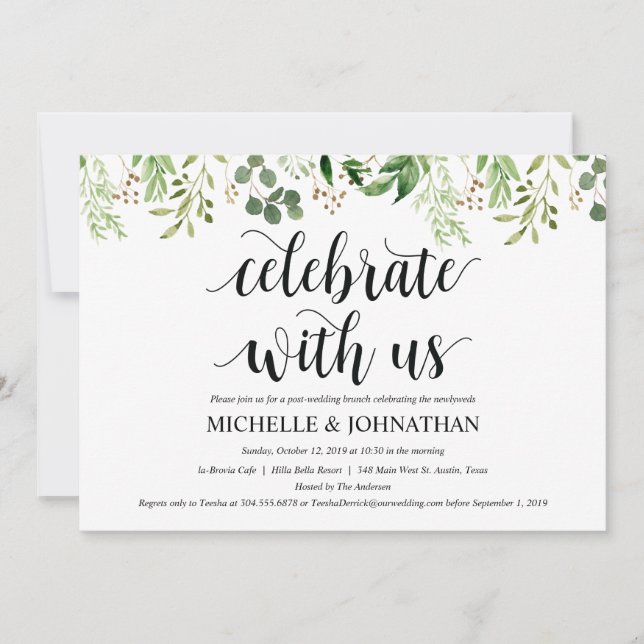 Carte d'invitation de Mariage de Brunch Green Post (Devant)