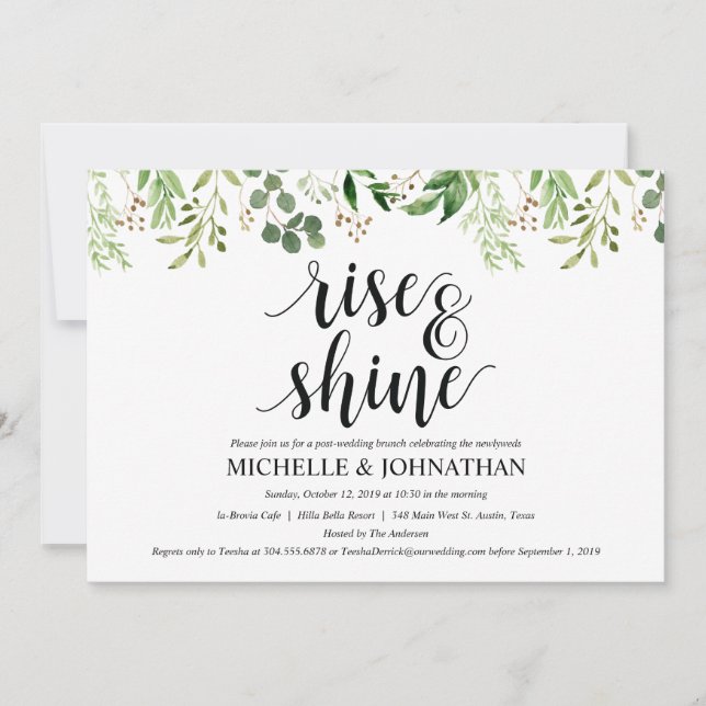 Carte d'invitation de Mariage de Brunch Green Post (Devant)