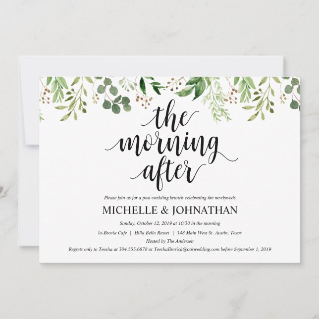 Carte d'invitation de Mariage de Brunch Green Post (Devant)