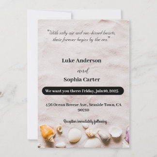 Carte d'invitation de mariage de plage