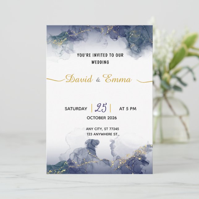 Carte d'invitation de mariage de prestige (Debout devant)