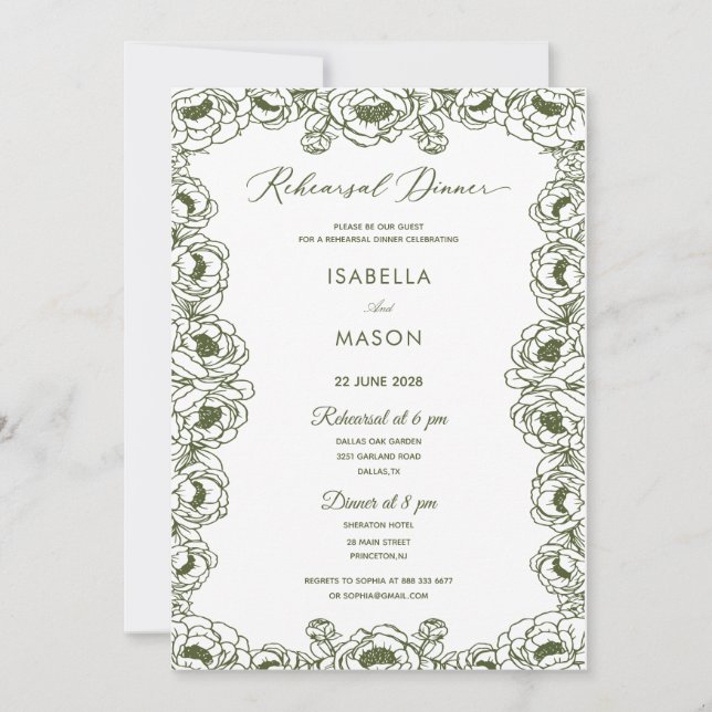 CARTE D'INVITATION DE MARIAGE DE RÉPÉTITION DE JAR (Devant)