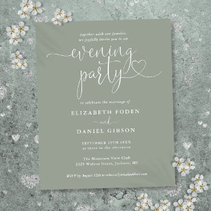 Carte d'invitation de mariage de soirée verte sage