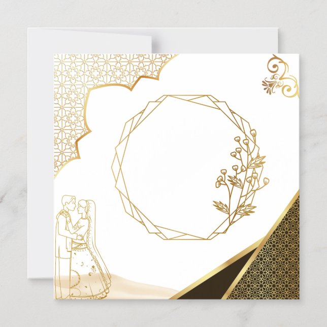 Carte d'invitation de mariage de style indo-pakist (Recto)