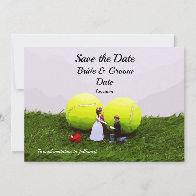 Carte d'invitation de mariage de tennis avec marié (Devant)