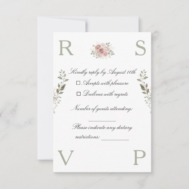 Carte d'invitation de mariage décorée de fleurs (Devant)