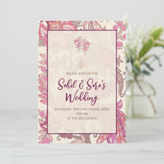 Carte d'invitation de mariage Desi Invitation de m (Debout devant)