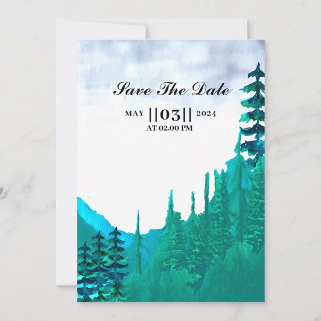 Carte d'invitation de mariage d'hiver Paysage de m (Dos)