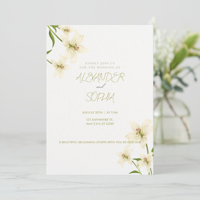 CARTE D'INVITATION DE MARIAGE ÉLÉGANT MINIMALISTE  (Debout devant)