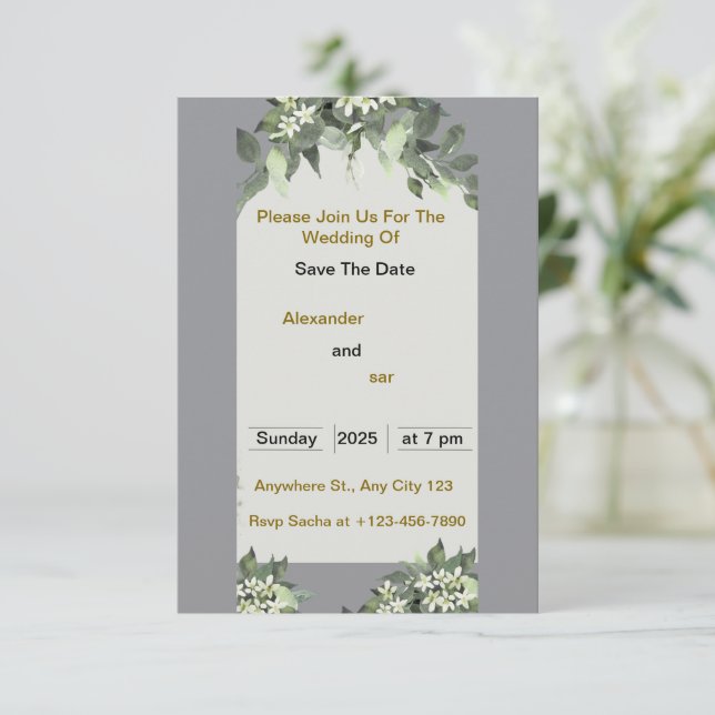 Carte d'invitation de mariage élégante (Debout devant)