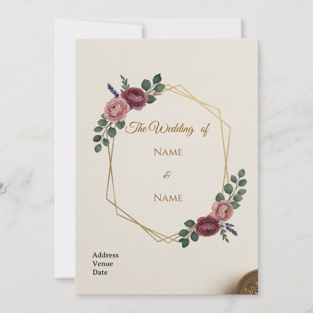 Carte d'invitation de mariage élégante (Devant)