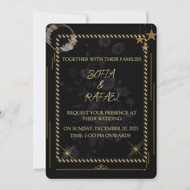 CARTE D'INVITATION DE MARIAGE ÉLÉGANTE (Devant)