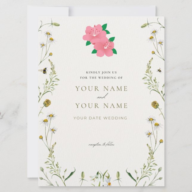 Carte d'invitation de mariage élégante (Devant)