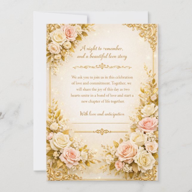 Carte d'invitation de mariage élégante à fleurs en (Devant)