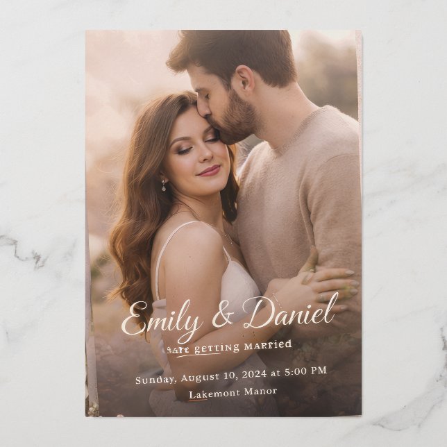 Carte d'invitation de mariage élégante | Couple ro (Devant)