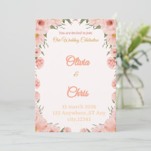 Carte d'invitation de mariage élégante et luxueuse