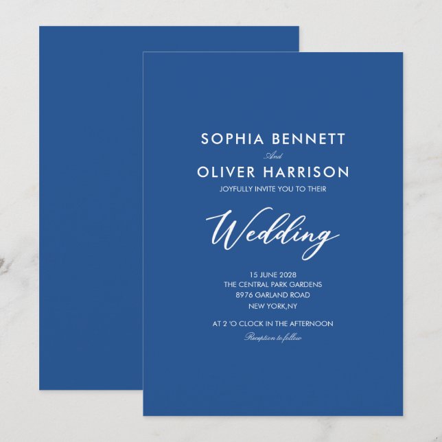 carte d'invitation de mariage élégante et moderne  (Devant / Derrière)