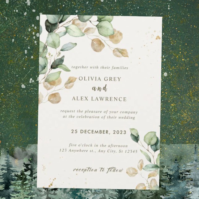 Carte d'invitation de mariage élégante et poussiér (Créateur téléchargé)
