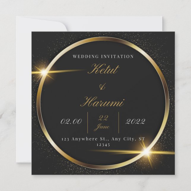 Carte d'invitation de mariage élégante et simple (Devant)