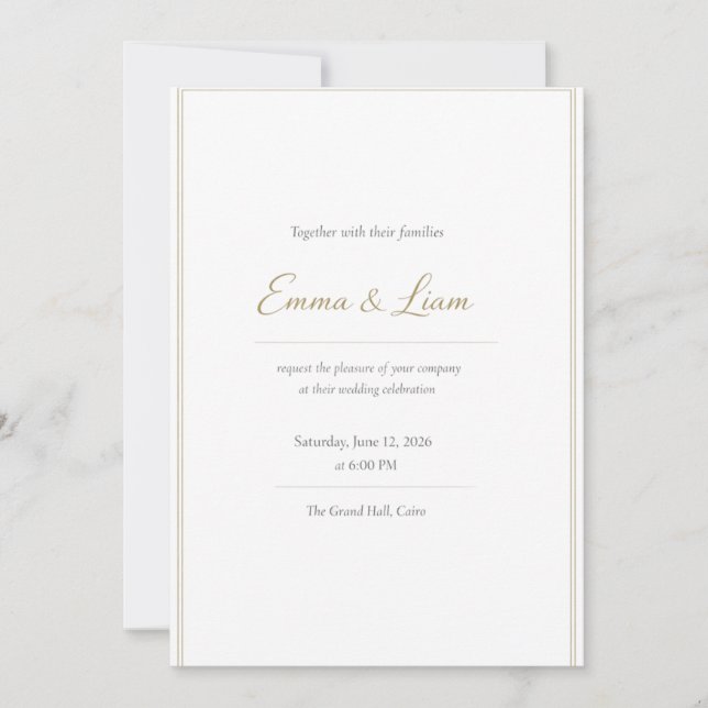 Carte d'invitation de mariage élégante – Luxe mini (Devant)