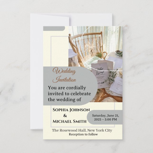 Carte d'invitation de mariage élégante – Minimal B (Devant)