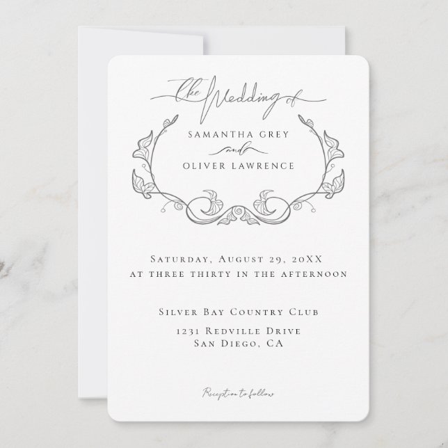 Carte d'invitation de mariage élégante minimaliste (Devant)